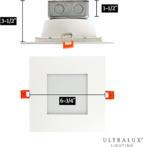 Miniatura 4 de Foco empotrable LED ultrafino de 7 pulgadas con cable directo cuadrado regulable con caja J, 750 lúmenes 3000K, blanco minimalista con kit de