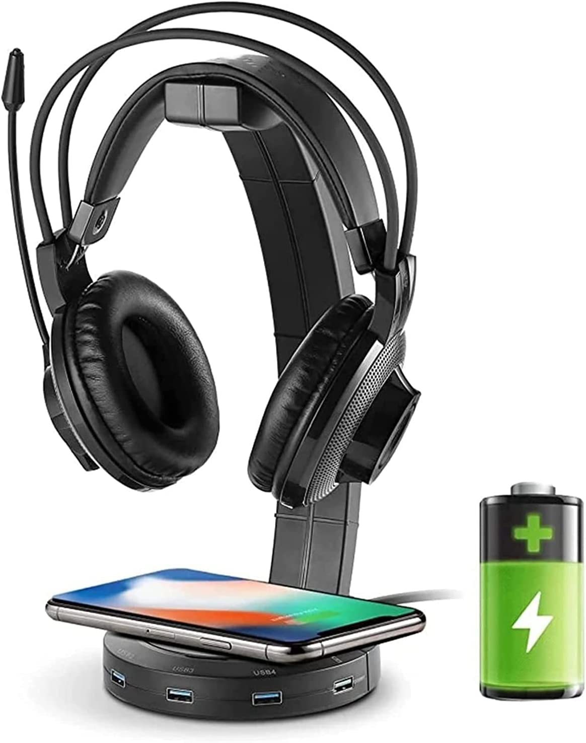 Soporte para Auriculares, con Cargador inalámbrico(Usb3.0)