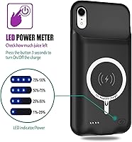 Vista 3 de Funda de carga inalámbrica con batería para iPhone XR, 10000 mAh de alta capacidad, portátil, recargable, funda protectora de carga inalámbrica