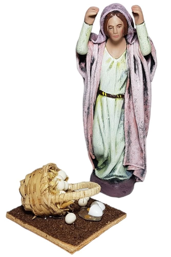 Arte Pesebre - Pastora con Cesta de Huevos Rotos, para Figuras de 12 cm