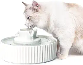 Fonte de água de cerâmica para gatos, dispensador de fonte de água de cerâmica para animais de estimação, tigela de bebedouro de 2,1 L para gatos e cães com filtros de substituição e espuma