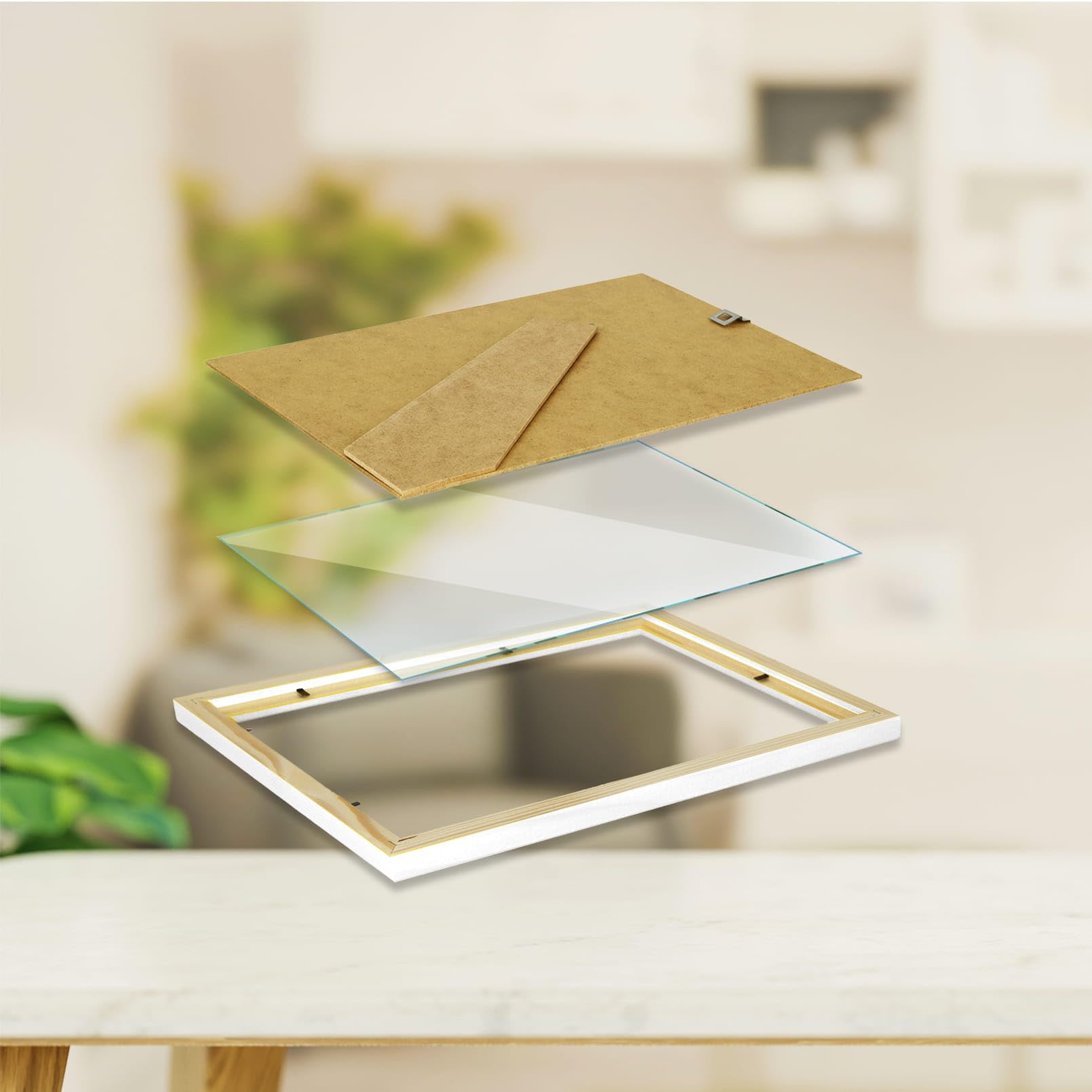 WOLTU Photo Frame A4 21 x 29.7 cm, Set of 5 for Wall and Table, Photo Frame with Solid Wood Frame and Plastic Panel, Photo Collage, White