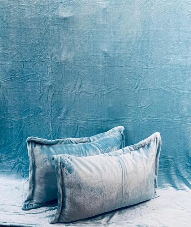 Image of Sands Premium Ultra Soft Woollen Pillow Cover Set of 2 for Winter with Zipper Closure, Cozy Pillow Case Perfect for Warmth, Flannel Warm Pillowcases, King size-18X28 Inches (Sky)