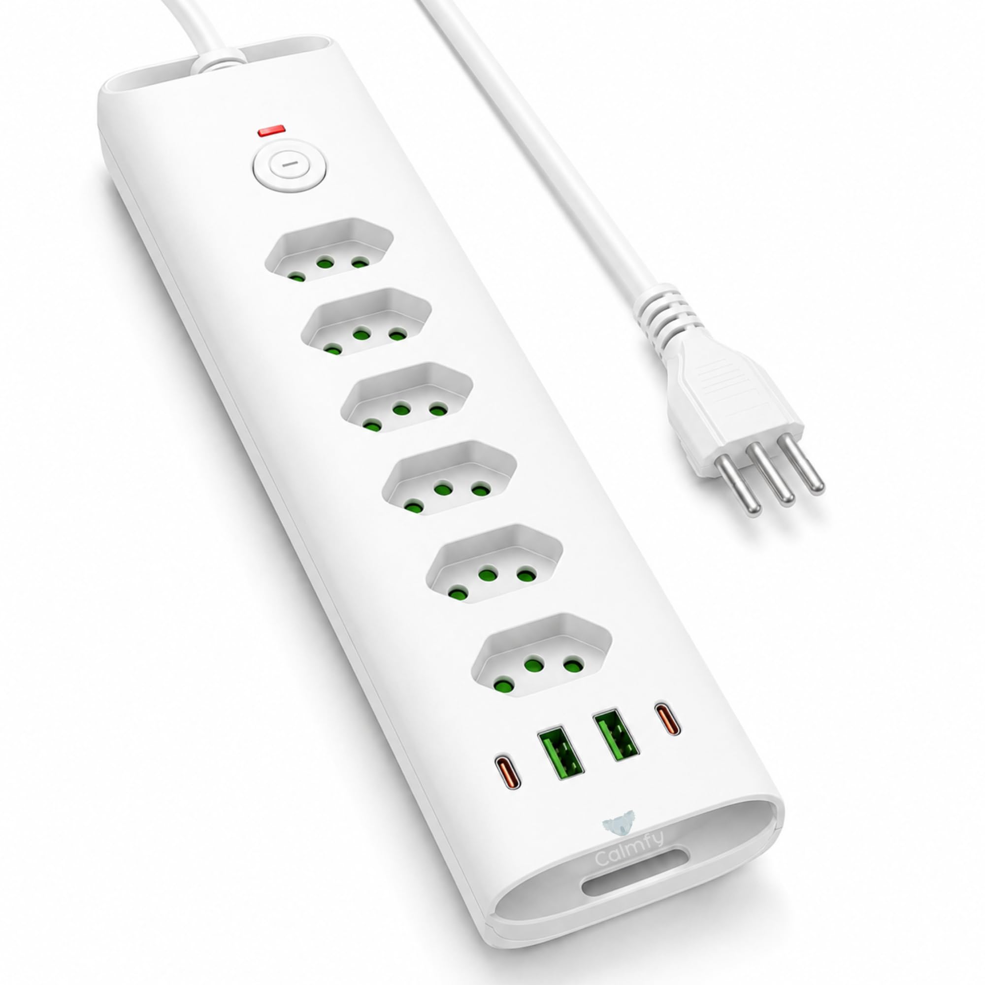 Extensão de Tomada Filtro de Linha 6 Tomadas Com Proteção Sobrecarga, 2 Portas USB e