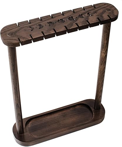 Miniatura 9 de Soporte de exhibición de péndulo con bandeja, soporte de madera para collares, soporte de cristal para 17 péndulos y colgantes, decoración estética