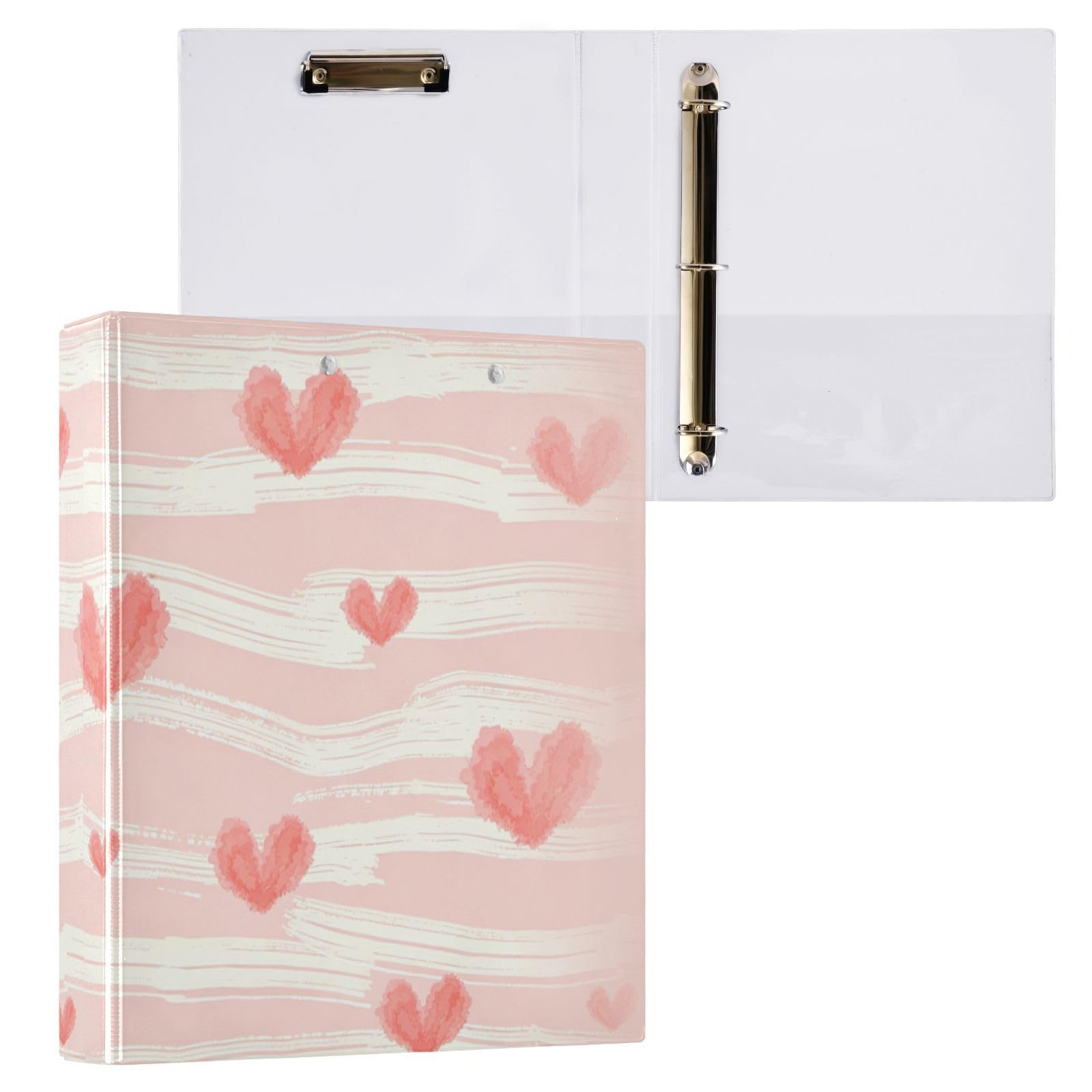 Raccoglitore per quaderni da 1,5", a righe, con cuori rossi