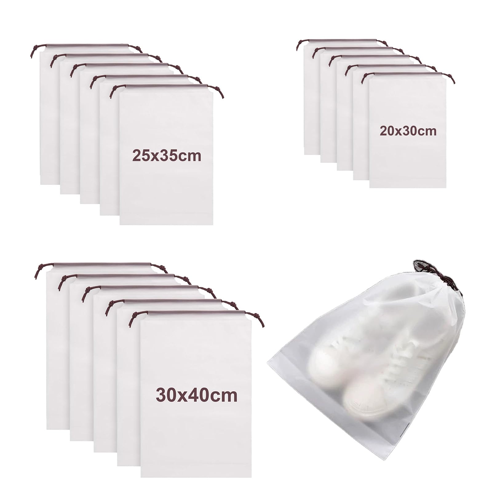 30x PE Schuhtaschen Mit Zugband - Wasserdichte Schuhbeutel Für Reise & Aufbewahrung