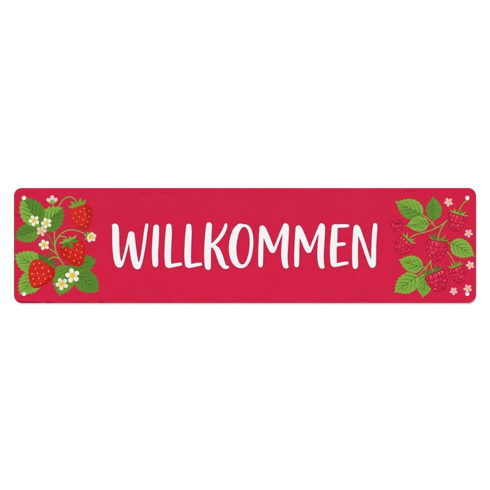 Raspberry Red Berry Farm Market Welcome Metal Tin Sign Plaque Wall Decor for Cafe, Club Bar, Office, Home Garden Metal Poster 4x16Inch