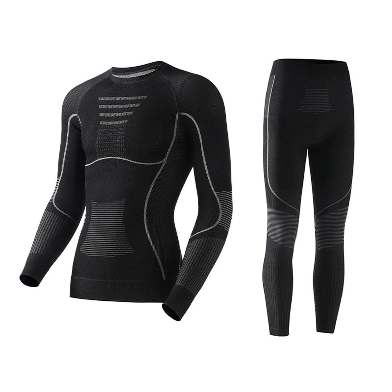 Generico Intimo Termico Uomo Tuta Termica Completo Funzionale Set di 2 Pezzi Maglia e Pantaloni Tute da Sci Traspirante Asciugatura Rapid Abbigliamento Sportivo Strato di Base Invernale per Sci Corsa