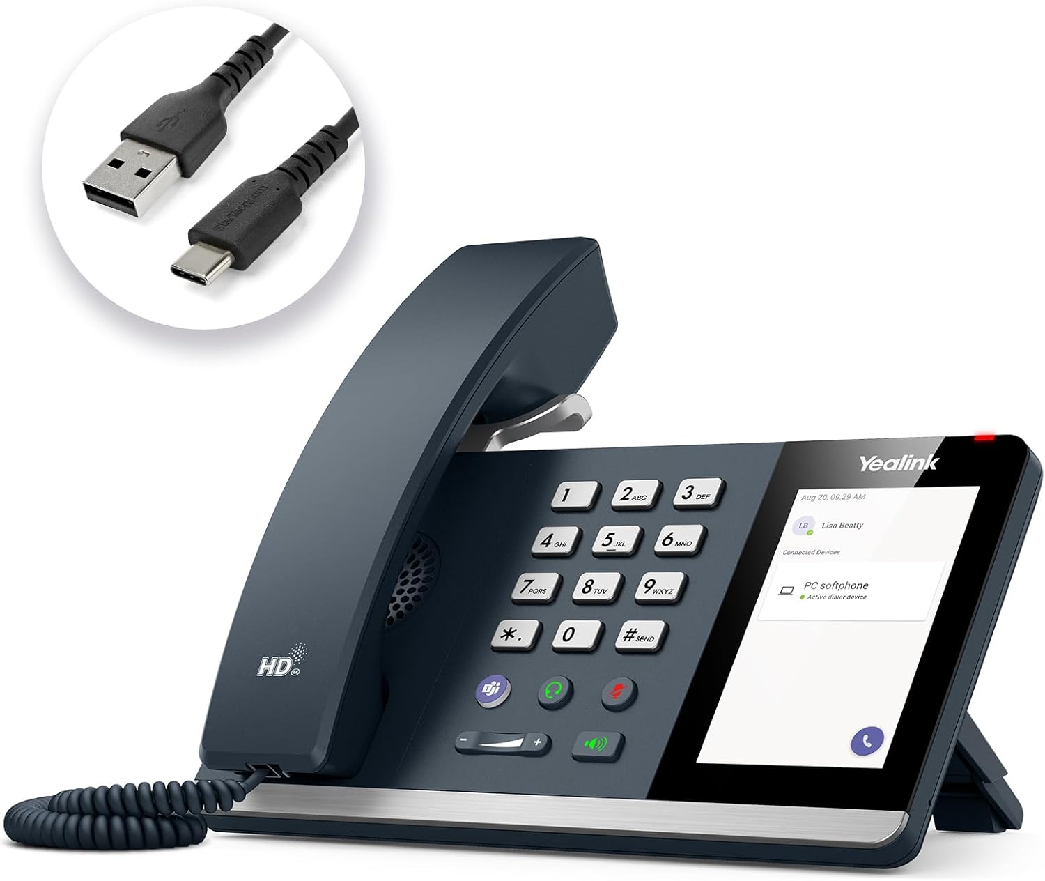 Yealink MP45 Microsoft Teams Certified USB Desk Phone,Cost-Effective Alternative to MP50,NOT SIP/VoIP Phone | Plug&Play via USB-A/C Cable | Powered by Computer | Dedicated for Teams & Skype
