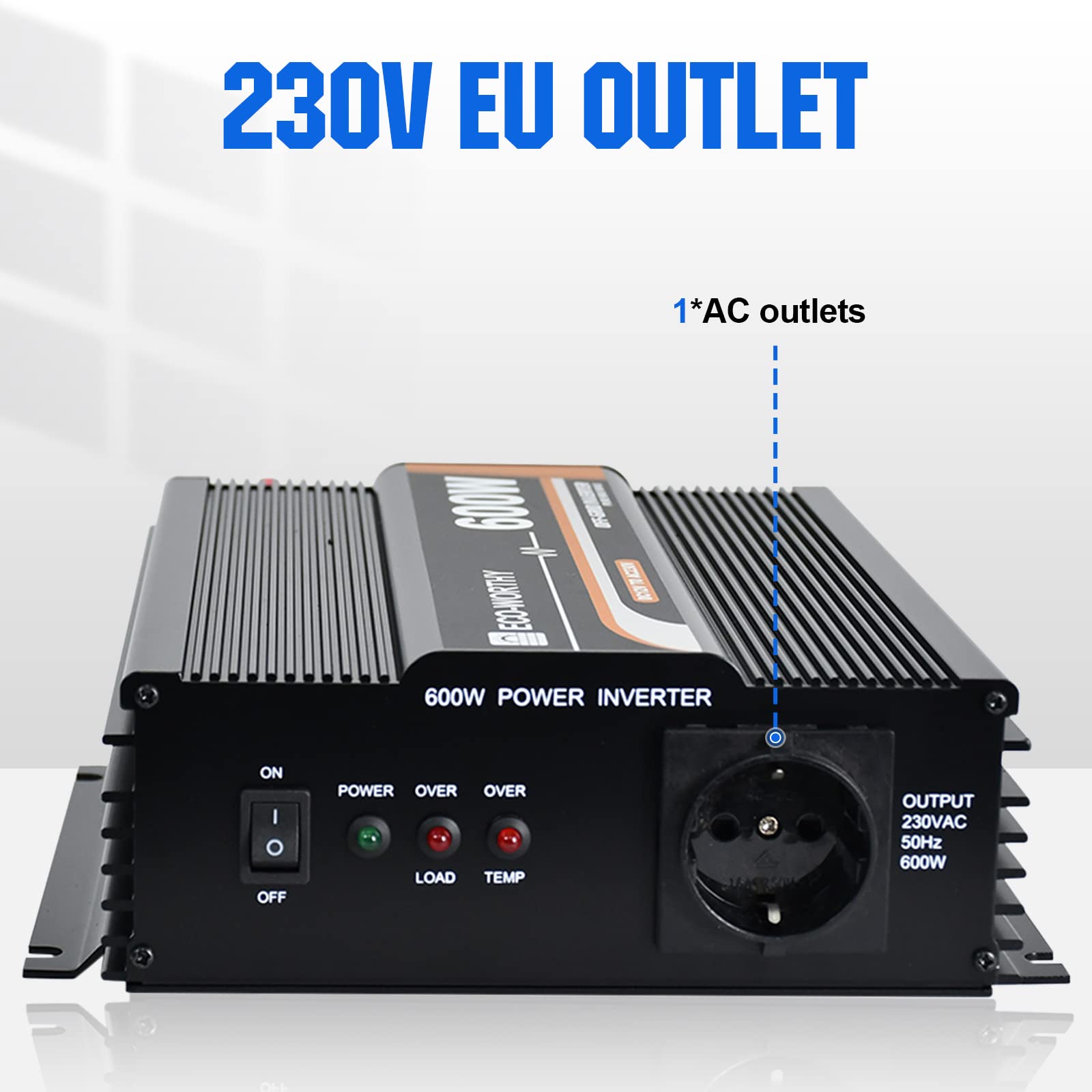 ECO-WORTHY 600W 12V off-grid inverter solare DC 12V AC 230V sinusoidale per auto camper caravan campeggio e sistemi solare casa