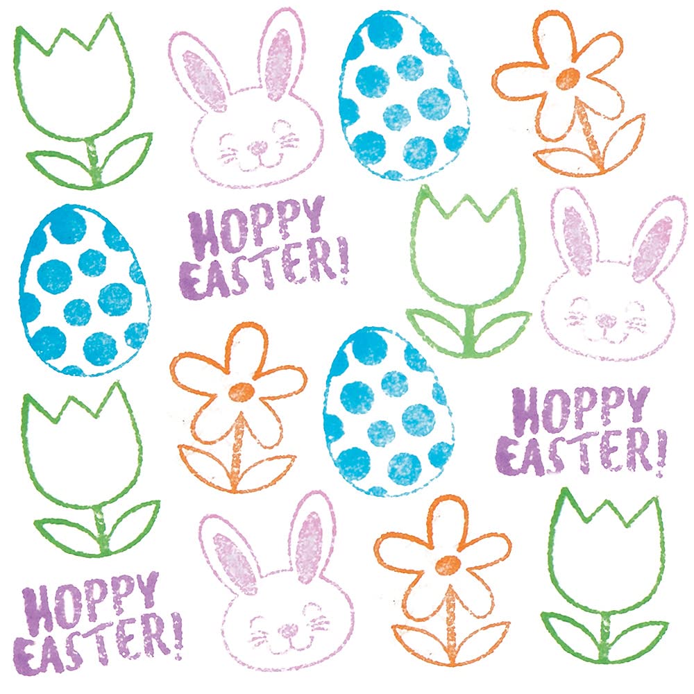 Pack De 10 Sellos Autoentintables De Conejito Y Pascua De Baker Ross, Colores Surtidos Y Diseños Variados, Manualidades Infantiles