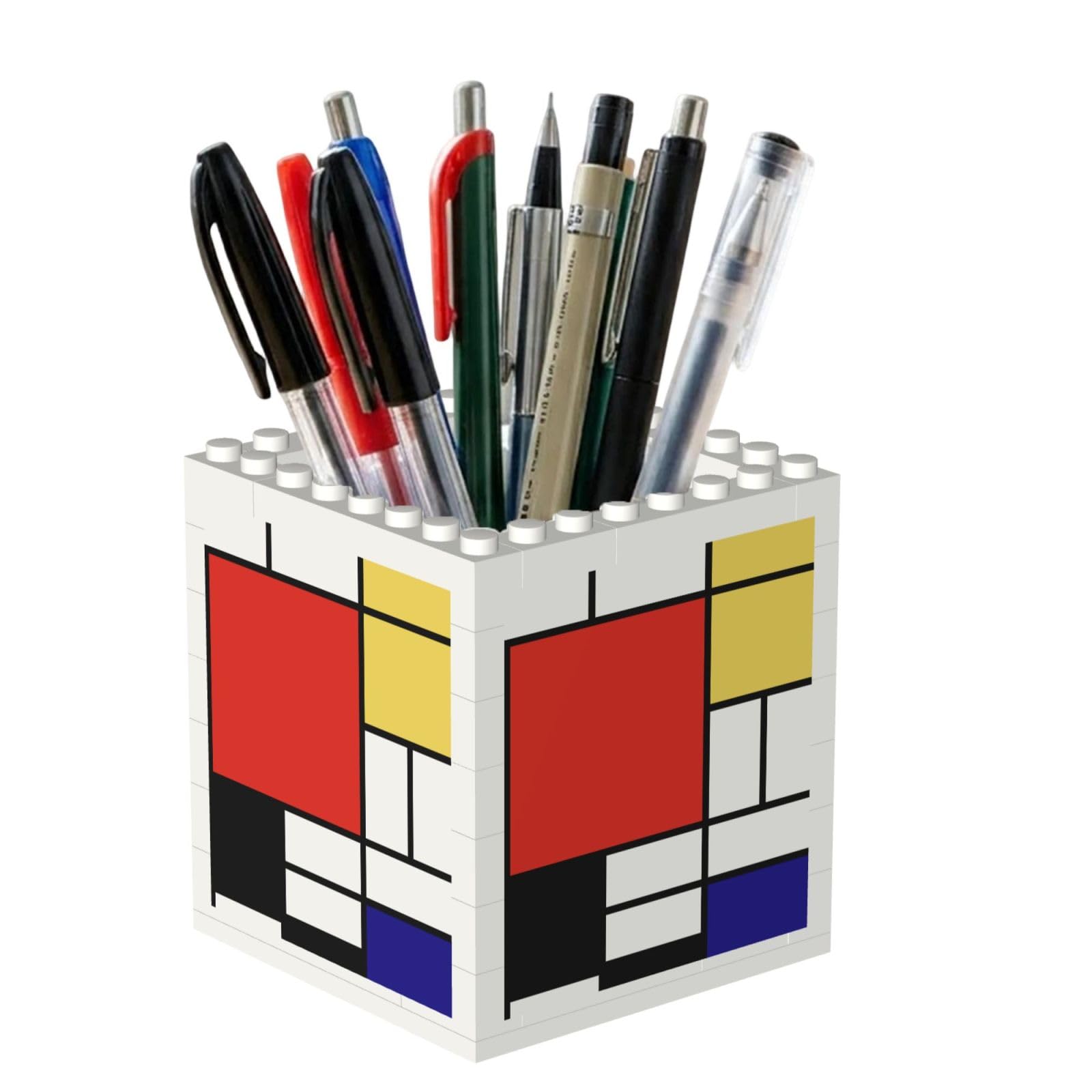 Poadnly Mondrian, Pen Pot Pencil Holder for Office Home School, Compact Desk Organiser for Office Stationery