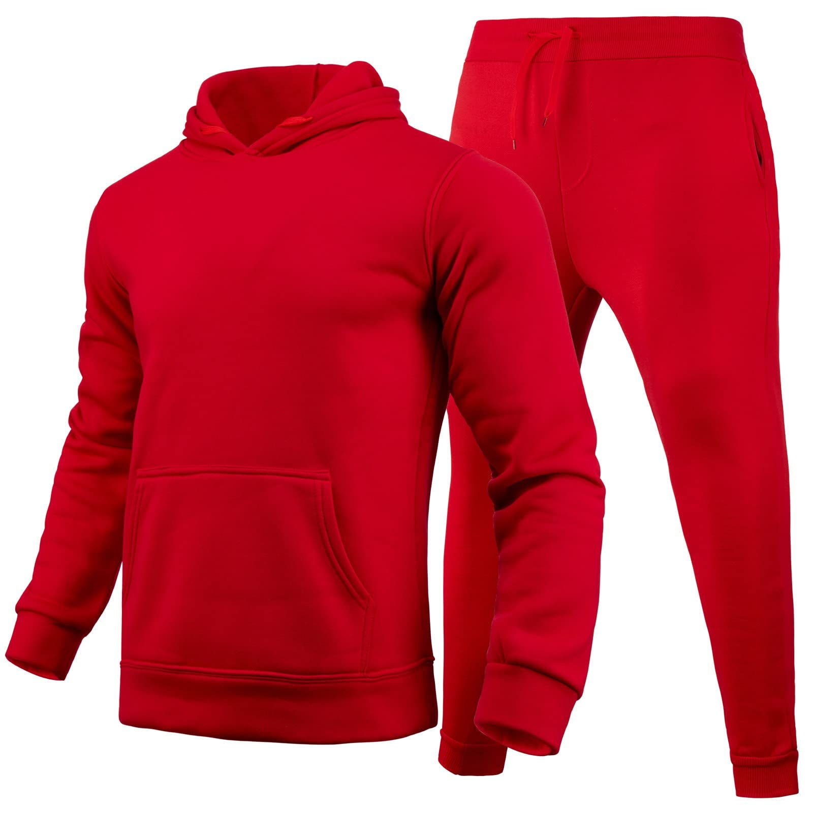 Tuta Uomo Completa Invernale Tute da Ginnastica, Manica Lunga Stampato Felpa con Cappuccio + Pantaloni Lunghe Sportive 2 Pezzi Set Completi Sportivi da Uomo Tute da Casa Jogging con Elastico in Vita