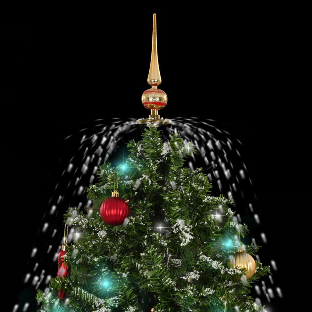 KOIECETA Schneiender Weihnachtsbaum mit Schirmfuß Schneefall Kugeln LED-Lampen Tannenbaum Christbaum Kunstbaum Dekobaum Schnee Grün 170cm