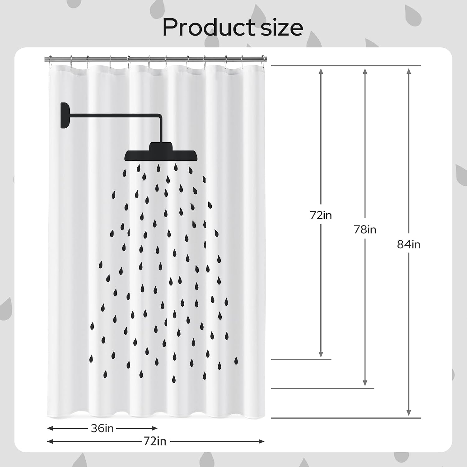 HOMEIDEAS Black and White Fun Shower Curtain 72×72 Inch