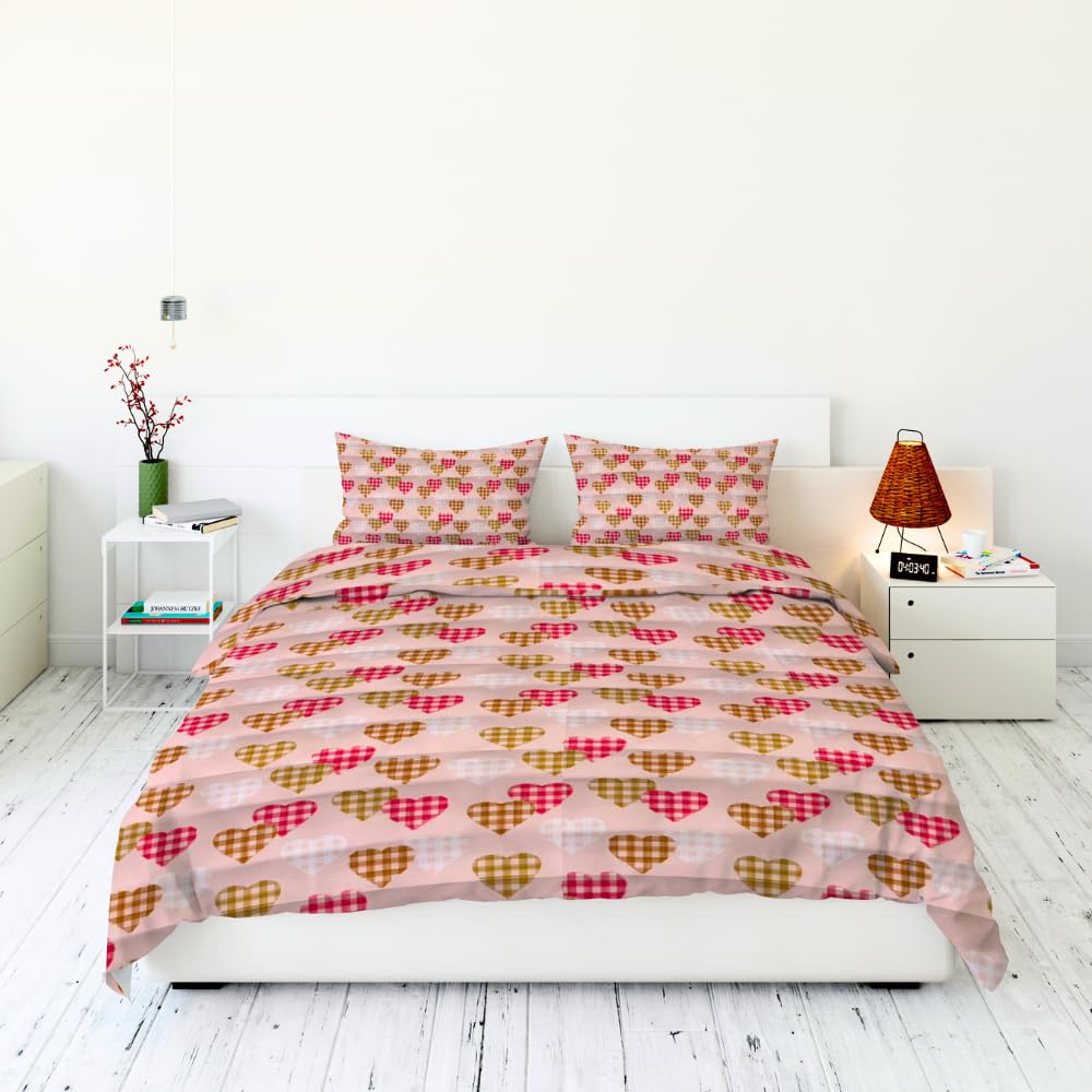 TRANQUILORD Double Bed Cotton Bed Sheet with 2 Pillow Covers (King, Lotus Pink Heart Cheks) (B0CKNDNP2Z) Amazon Price History, Amazon Price Tracker