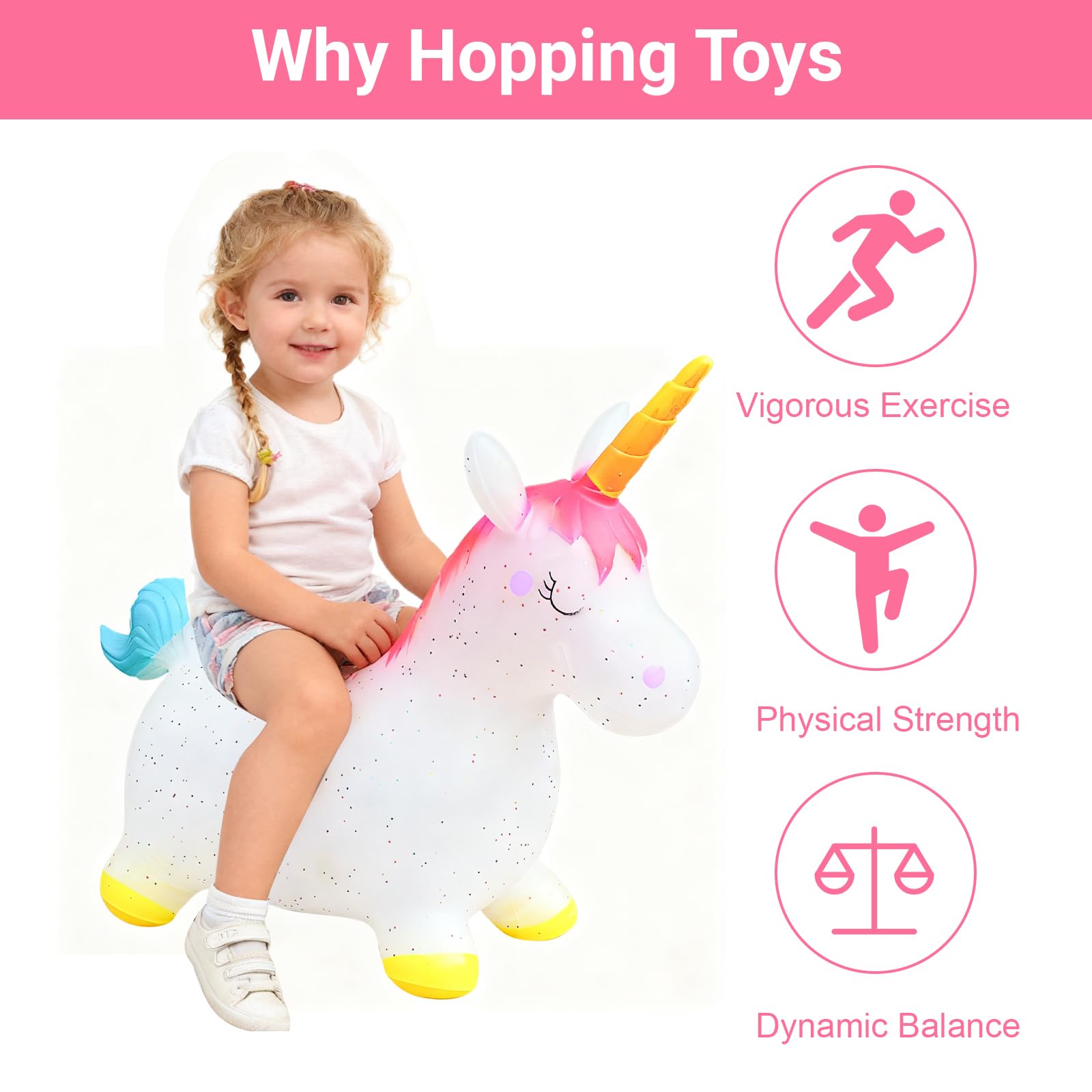 Caballo Saltador Inflable Para Niños – Juguete De Salto En Forma De Animal, Para Interior Y Exterior, Con Válvula Universal, Colores Y Diseños Variados, Regalo De Cumpleaños Y Navidad