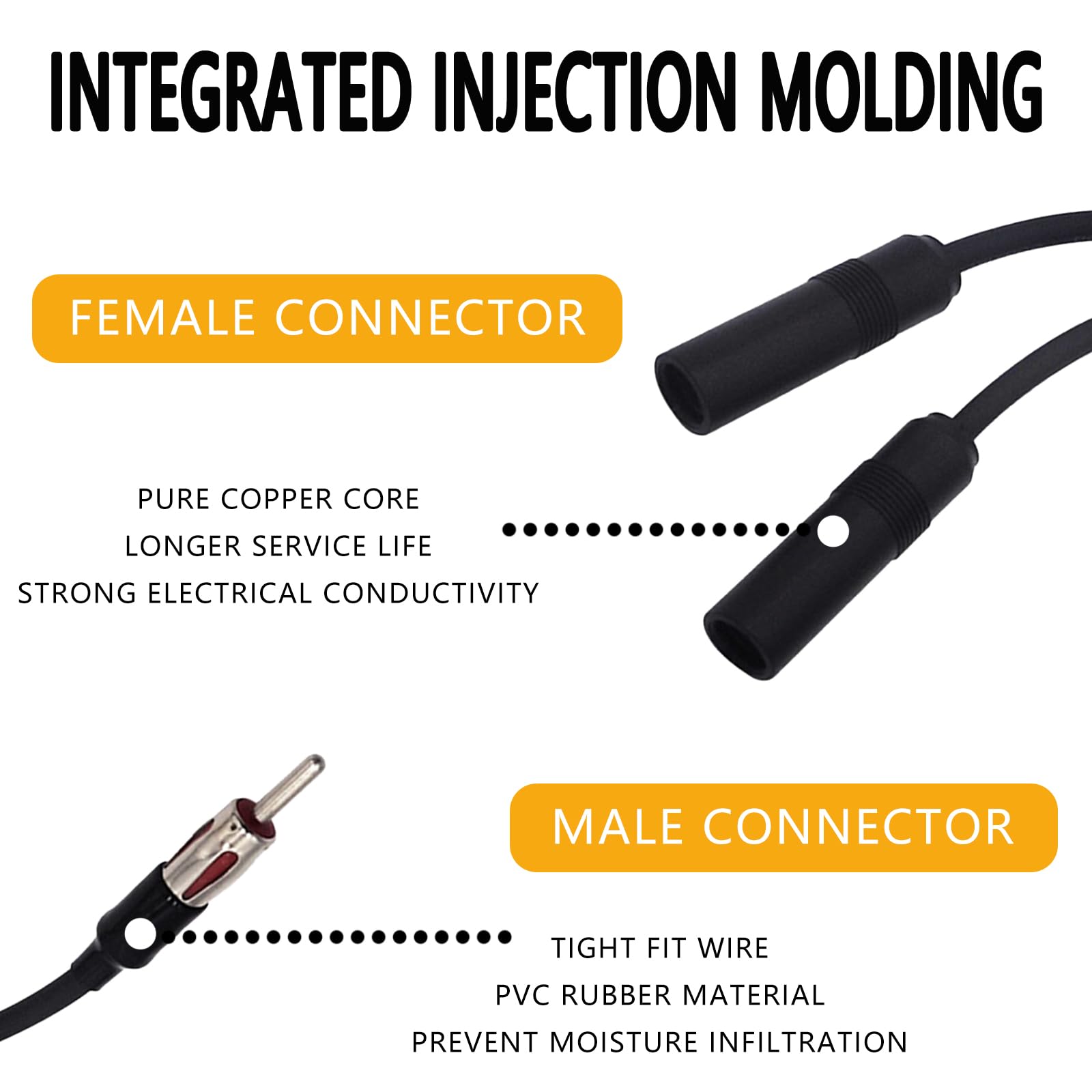 Jitrendo 1 Pcs Black Car Am Fm Radio Antenna Splitter Adapter Car Antenna Splitter,1 Male and 2 Female Y Adapter Connectors,Suitable for Cars, SUV, Truck Car Antenna Adapter