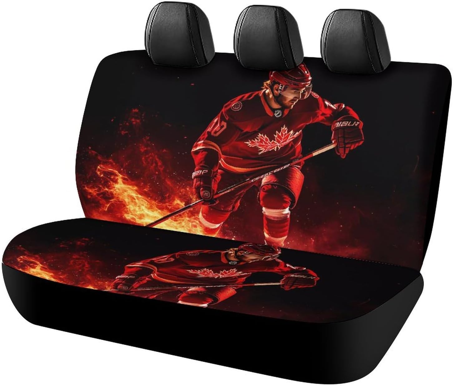 Fire Ice Hockey Player Car Seat Cover for Back Seat Universal Fit Car Seat Protector 120x59x76cm