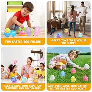 Light Up Easter Eggs Toy Gifts for Kids 6 Easter Egg Spinning Tops with Flash Music Easter Basket Stuffers Easter Eggs Hunt Prize Kids Goodie Bag Fillers Party Favor Novelty Bulk Toys