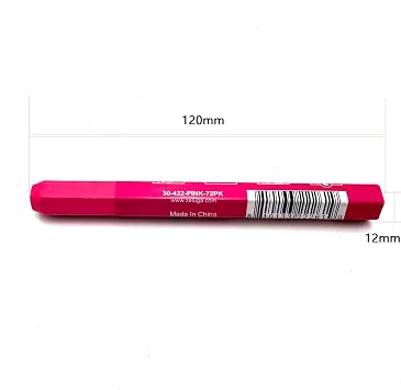 Zeluga 4.7in. x 0.47in. Hex Shape Industrial Lumber Marking Crayons for Clear and Permanent Markings, Pink 12 Pack