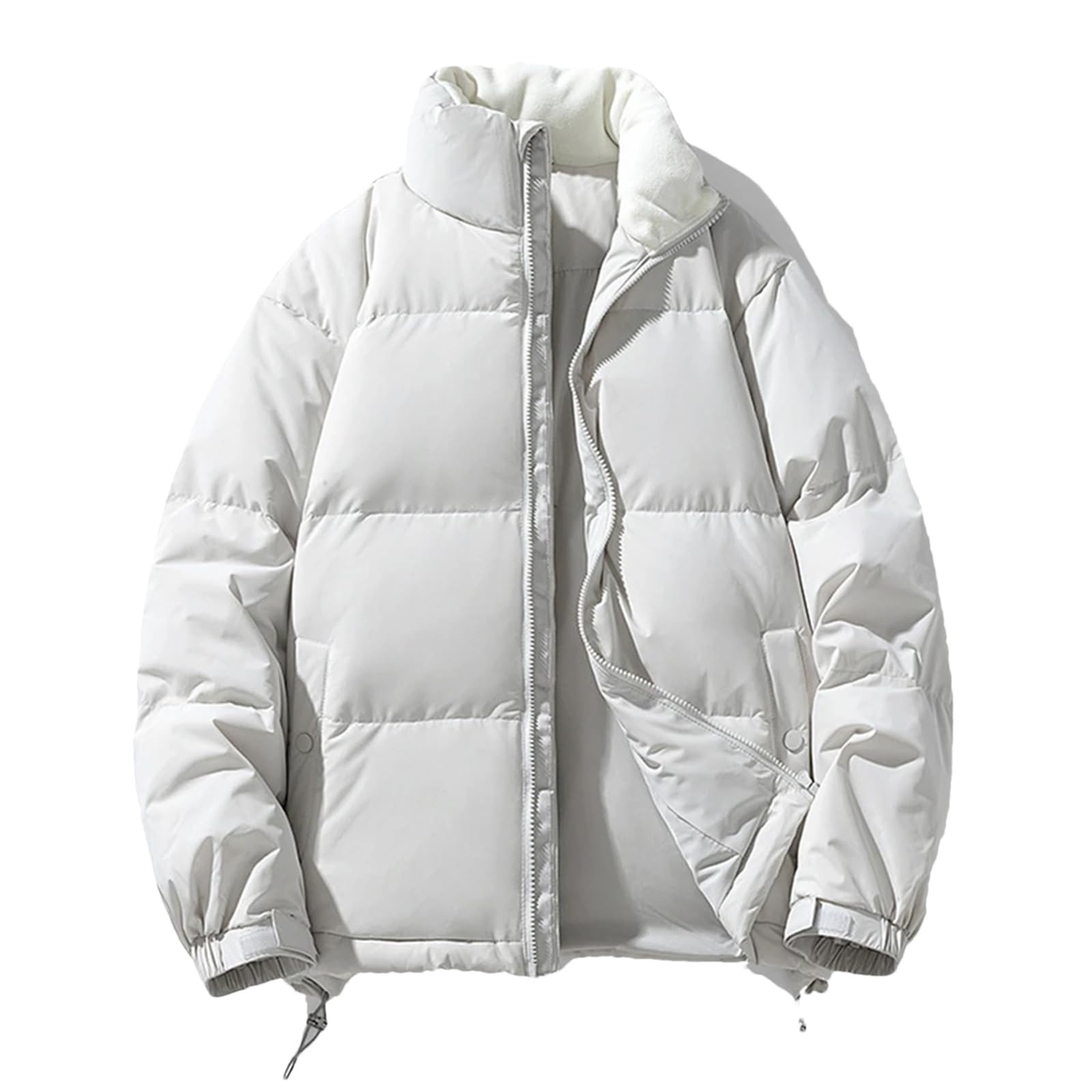 Dcvmvmn Men Loose Stand Collar Down Travel Jacket Casual Long Sleeve Thick Warm Puffer Coats