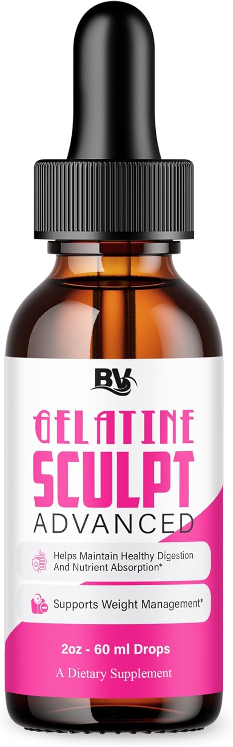 BLUE VIBE Gelatine Sculpt Liquid Drop Supplement Advanced Maximum Strength Overall Health & Wellness Support, GelatineSculpt Premium Daily Health and Overall Energy Support Formula (2oz / 60ml)