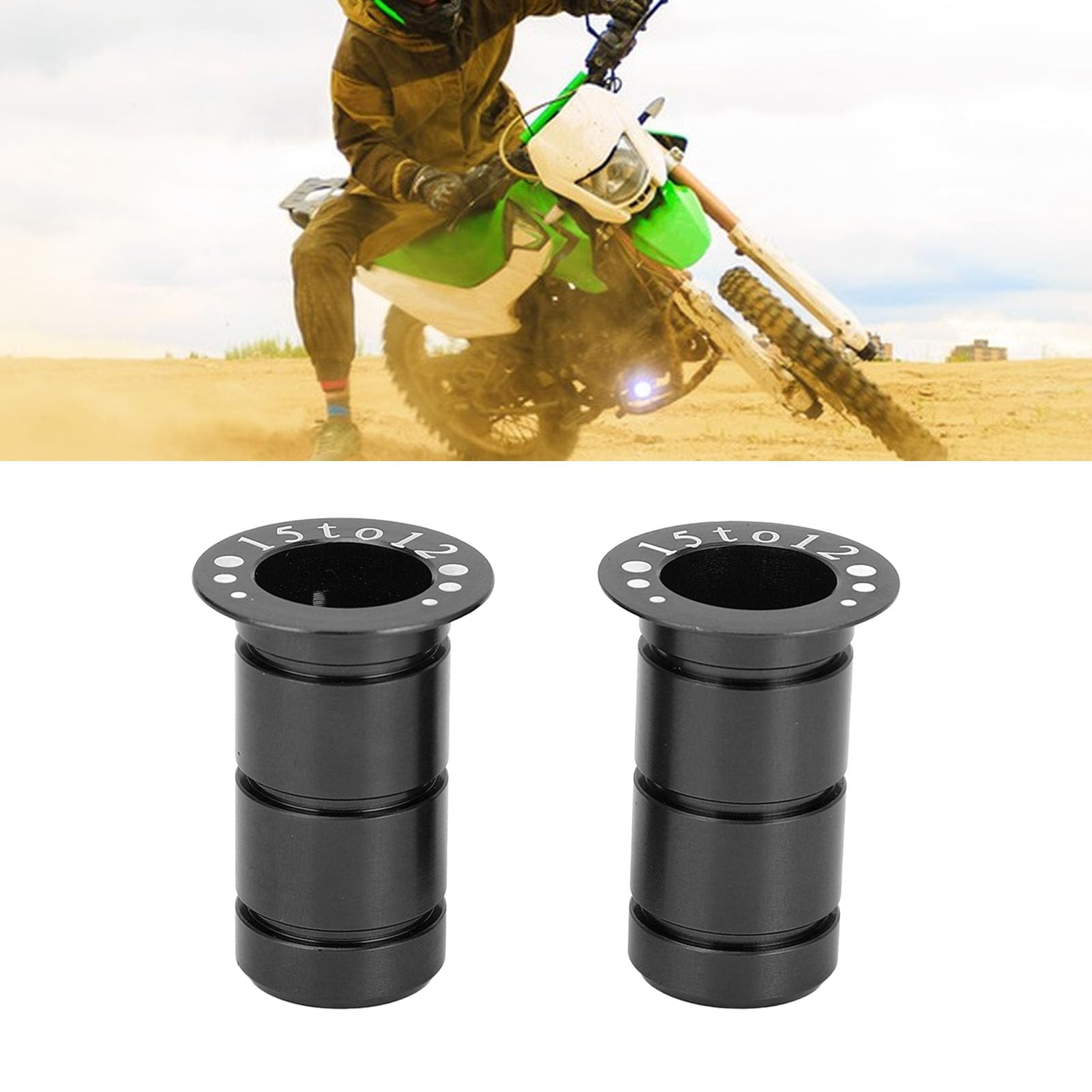 Tyenaza Mountain Road Cycle Hub Thru Axle Adapter 15MM to 12MM Front Thru Axle Adapter Aluminum Alloy (Black)