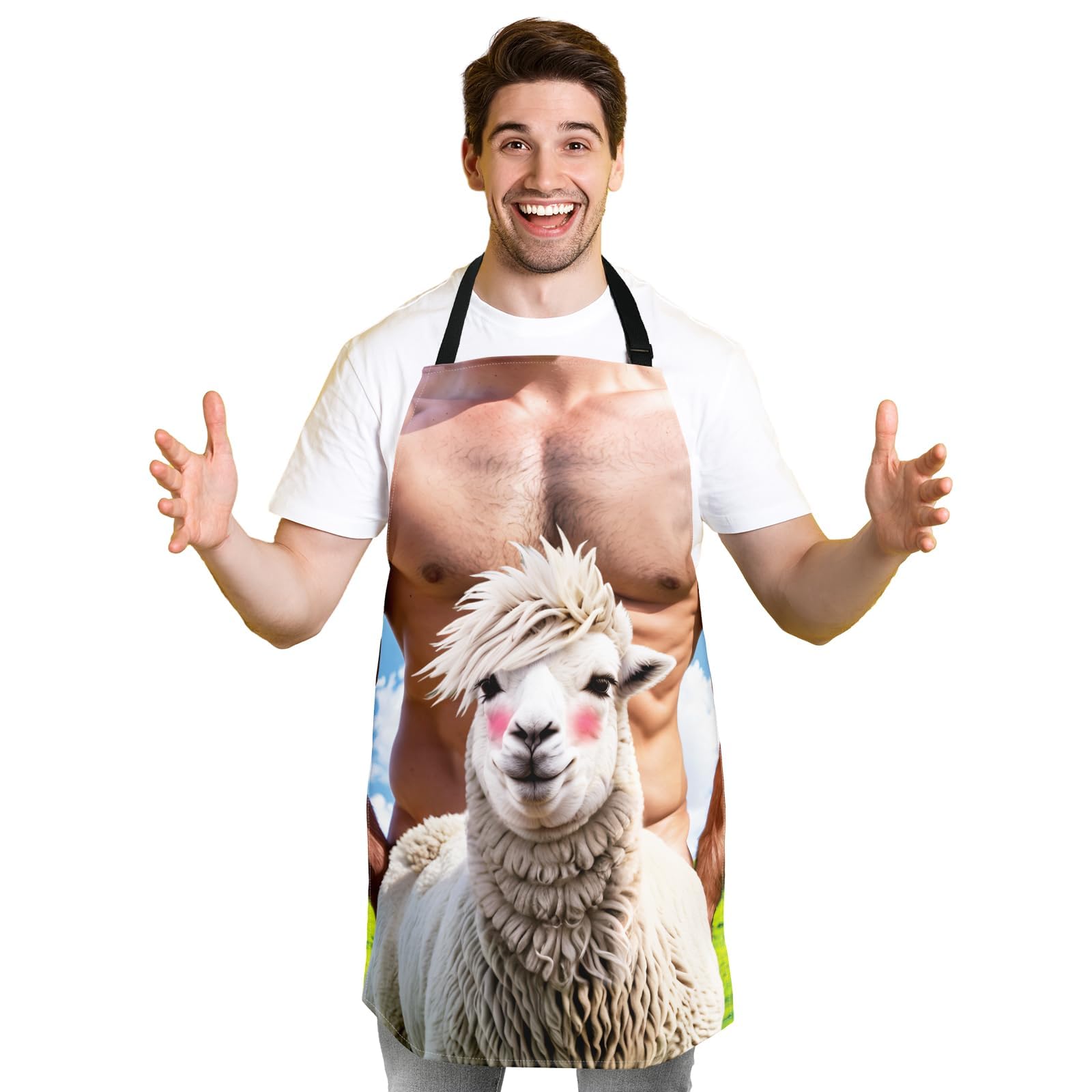 Funny BBQ Apron, Men’s Grilling Apron Belly Design Apron Gag Gift Apron Novelty Grilling Apron Chef Belly Apron Fun BBQ Apron Belly Print Apron Unique Apron for Christmas, White Elephant Gift Exchange