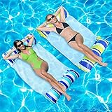 2 PCS Hamaca Flotante Piscina, 4 en 1 Tumbona Hinchable Colchoneta Agua Inflable para Adultos (Style1)