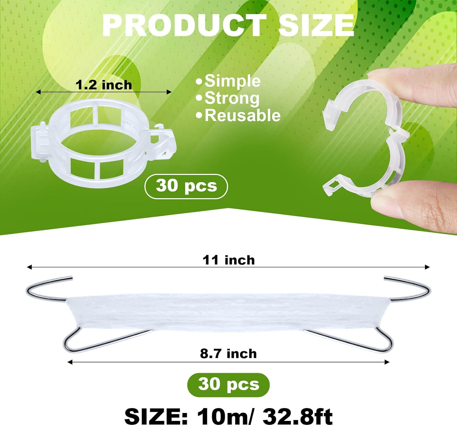40Pcs Tomato Hooks with String, Holder & Plant Support Clips - 33.3ft Twine to Prevent Tomatoes from Pinching or Falling Off image 2