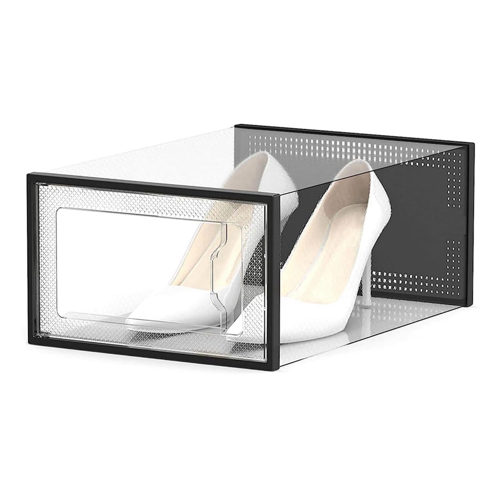 2 x transparente Schuh-Aufbewahrungsbox, Kunststoff-Schublade für Sneaker, transparent, Promi-Stil, platzsparendes Design, ideal für Zuhause und Reisen