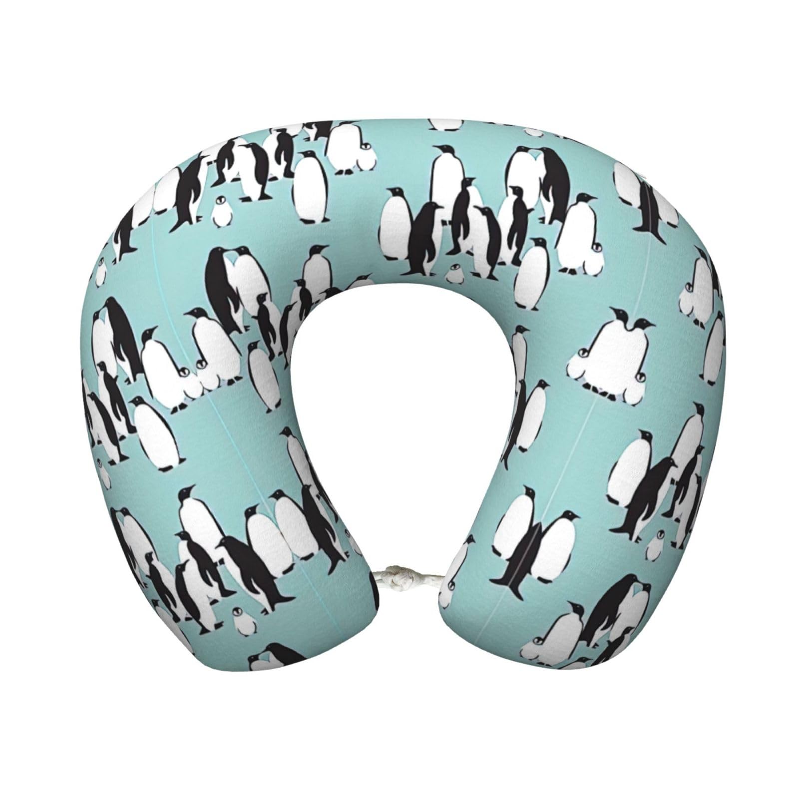 Oreiller de voyage en mousse pour dormir en avion et train avec style pingouin