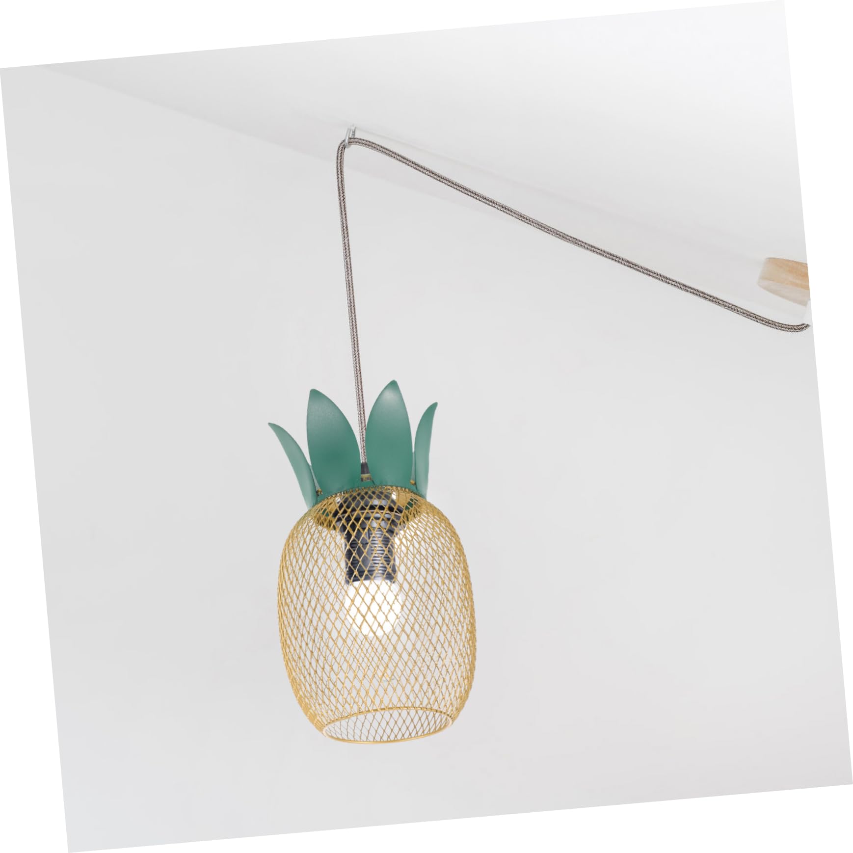 jojofuny Metal Shade Pineapple Chandelier Lamp Shades Pendant Lamp for Table Hollow Out Metal Wire Light Light Bulb Cage Guard - Image 3