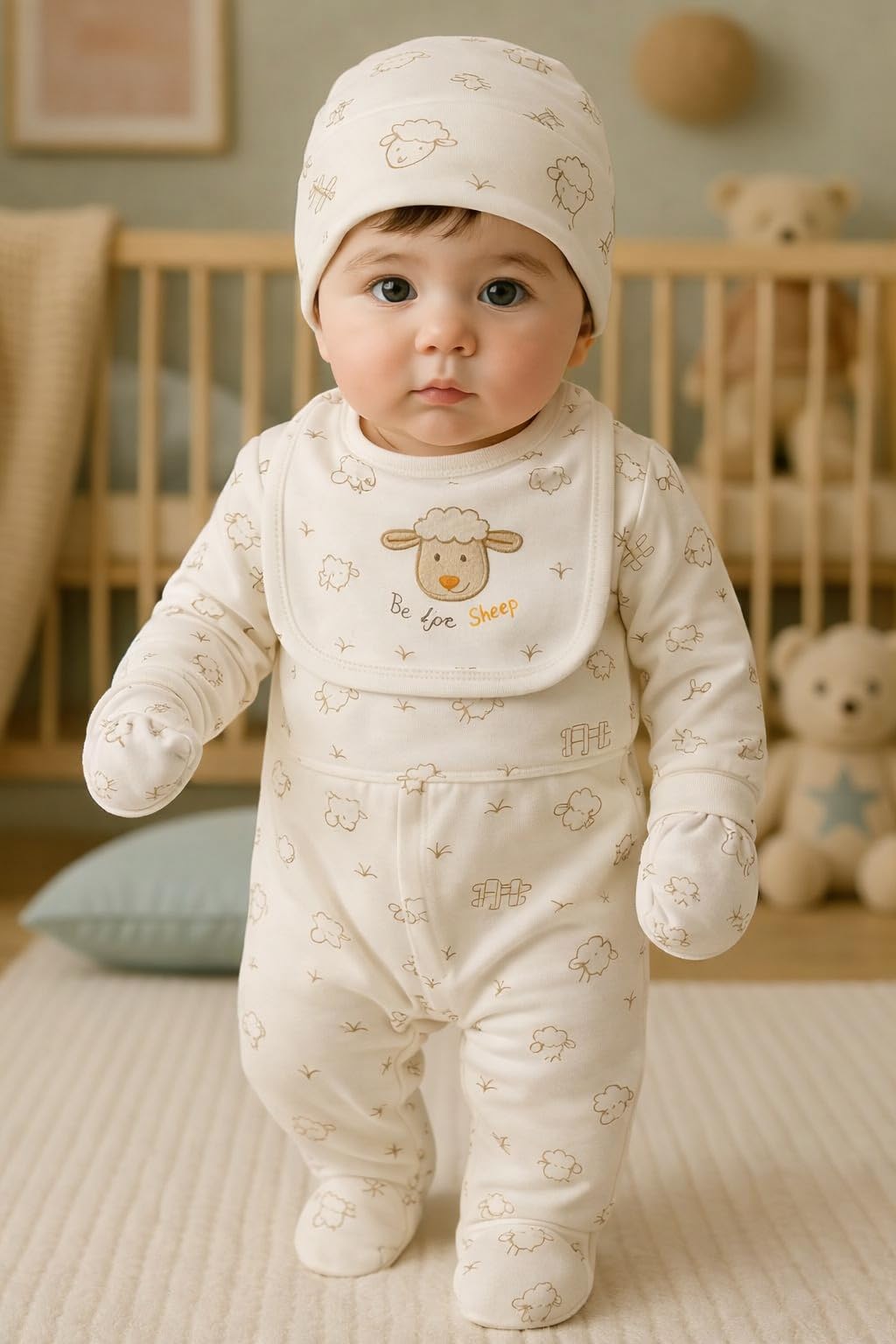 Blue Eyes Coffret Naissance Bébé 6 Pièces en Coton 100%, Ensemble Cadeau Nouveau-Né 0-4 Mois, Vêtements Bébé avec Broderie
