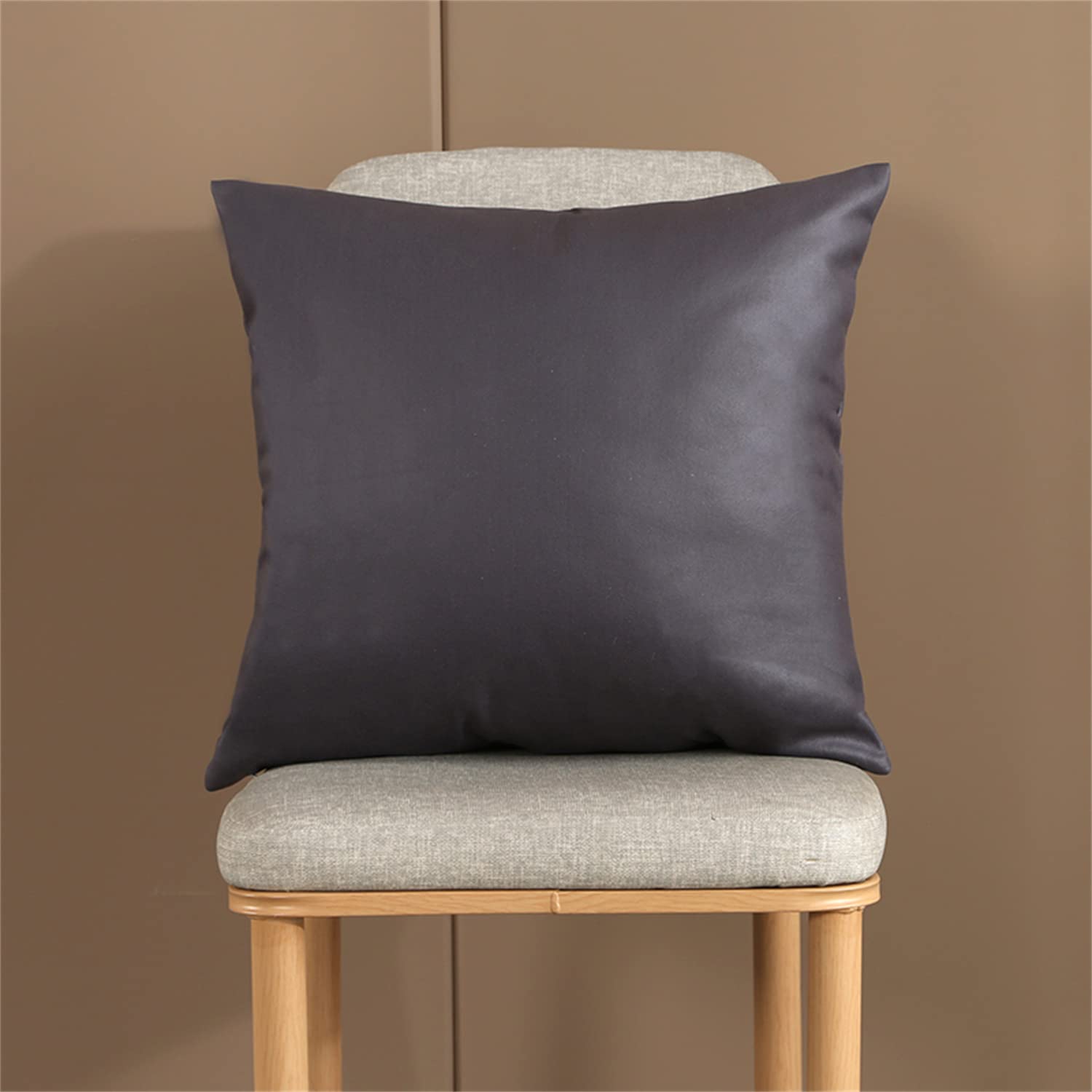 Federe Cuscini Tessuto Tecnico Copricuscini Quadrate Federe Cuscini, per Arredo Moderno Letto e Sedia (Marrone-Grigio,50 * 50cm(Set di 4))