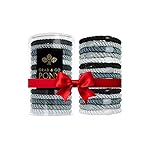 Black, Silver and White Hair Ties for Thick Hair, Grab & Go Pony Tube, 15 Pack, Light Silver Metallic Pack, Thick No-Crease Bands with Strong Hold, Damage-Free Design | L. Erickson