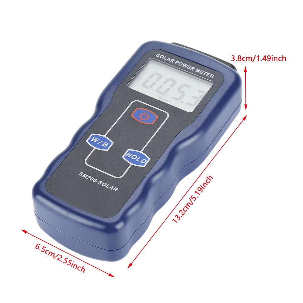 Misuratore di energia Solare Digitale Portatile, SM206 Tester di misurazione dell'energia della Luce Solare Due unità W/m² / BTU Strumento di Prova di radiazione Digitale ad Alta precisione