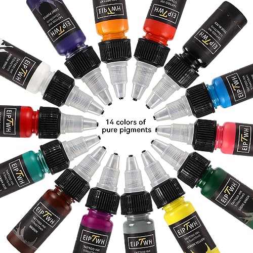 Eiptwh 0.5OZ PACK OF 14 Colors Tattoo Ink Set,15Ml 1/2Oz Tattoo Ink Colors Set thumb #7