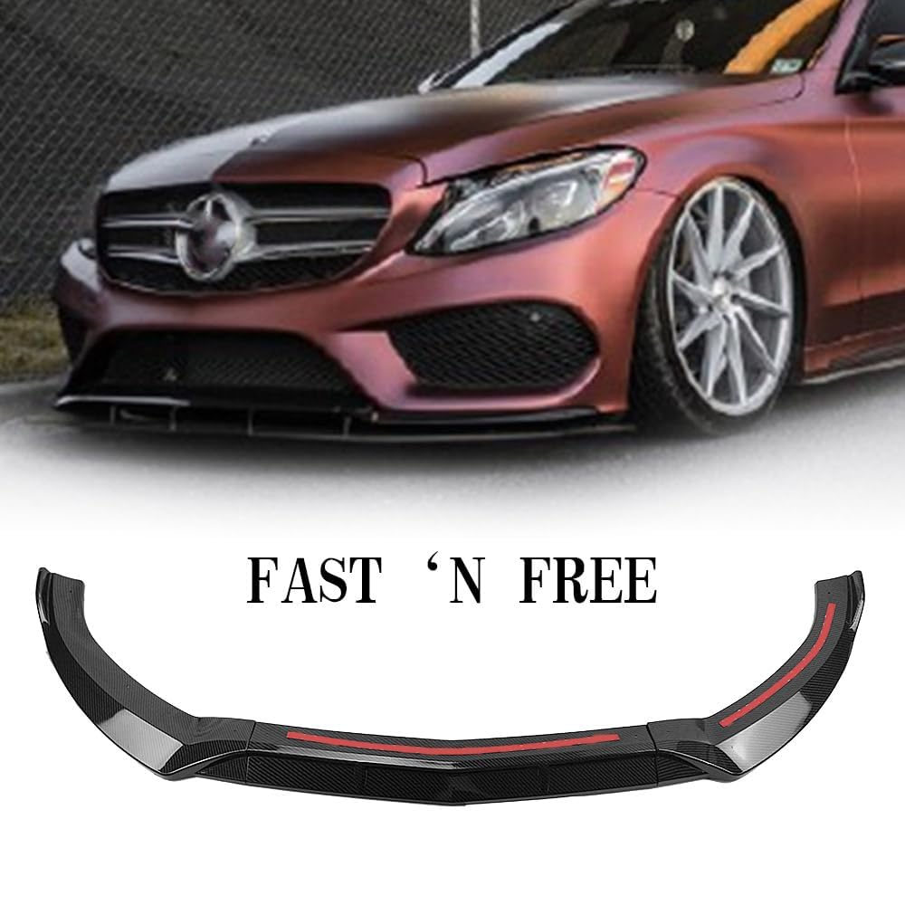 Auto Labbro Paraurti Anteriore Spoiler per Mercedes-Benz W205 C-Klasse C180 C250 C300 C400 2015-2018, Spoiler di Protezione Trim Splitter Anteriore Front Spoilers Accessori
