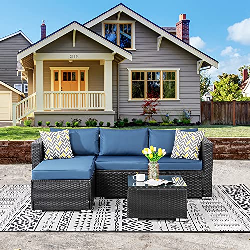 Walsunny-Outdoor-Furniture-Patio-SetsLow-Back-All-Weather-Small-Rattan-Sectional-Sofa-with-Tea-TableWashable-Couch-CushionsUpgrade-WickerBlack-Rattan-3-Piece-Aegean-Blue Walsunny-Outdoor-Furniture-Patio-SetsLow-Back-All-Weather-Small-Rattan-Sectional-Sofa-with-Tea-TableWashable-Couch-CushionsUpgrade-WickerBlack-Rattan-3-Piece-Aegean-Blue