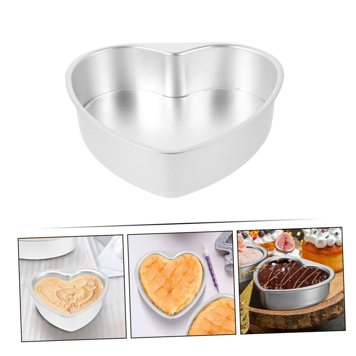 Ciieeo 5 Pezzi Teglia Da Forno in Alluminio A Forma Di Cuore Teglie Per Dolci A Forma Di Cuore Pratica Teglia Da Forno Liscia Facile Da Pulire