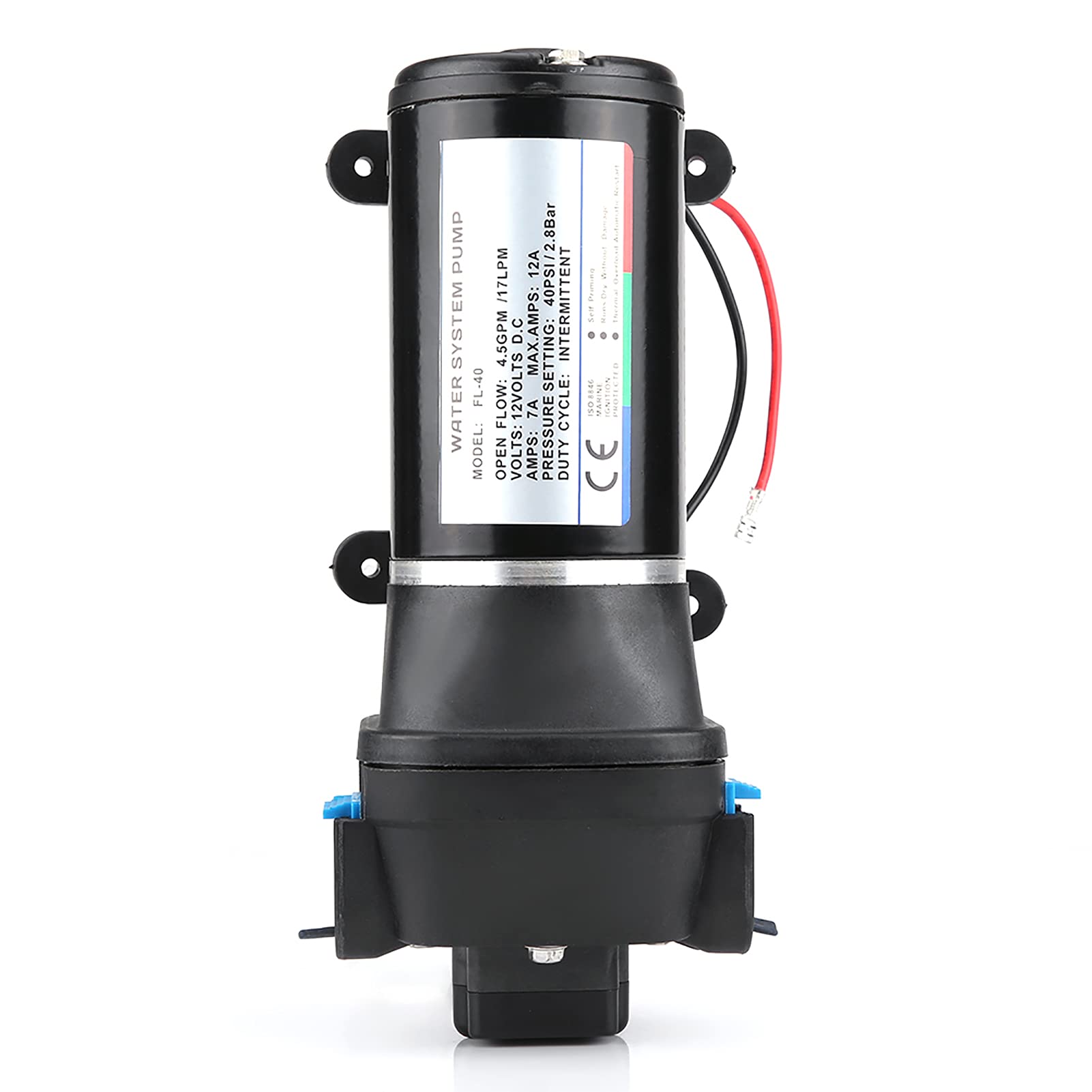 Diaphragm Pump, 12V 4.5GPM 17 L/Min 40PSI Diaphragm Self Priming Water Pump with Automatic Pressure Switch