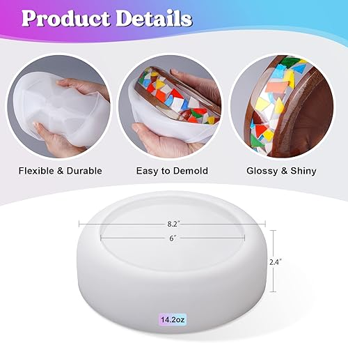 Miniatura 2 de LET'S RESIN Moldes epoxi grandes, 8 pulgadas para macetas suculentas, moldes redondos de silicona para fundición de resina, yeso, cemento de