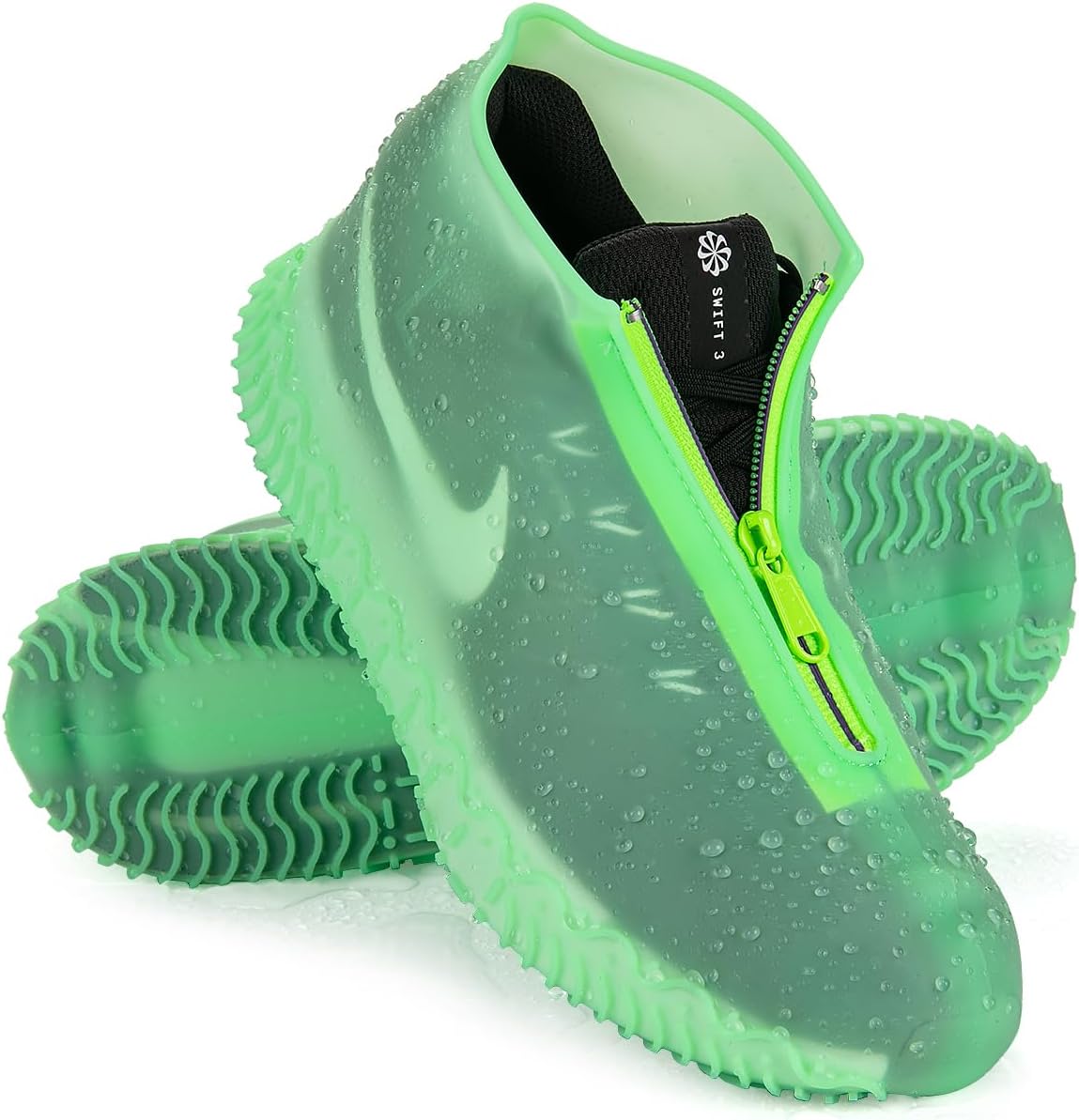 Zbyoujer Waterproof Rain Shoe Covers, Silicone Overshoes with Zipper