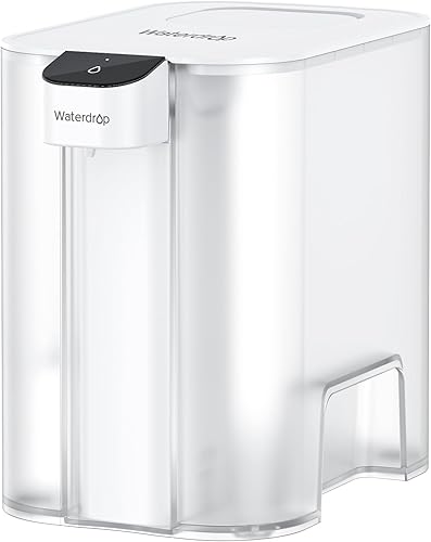 Waterdrop Dispensador de filtro de agua eléctrico grande de 27 tazas, sistema instantáneo recargable de 200 galones, NSFANSI 42&53&401&372, reduce