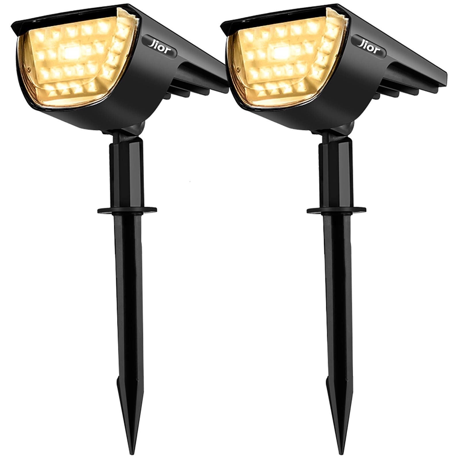 Jior Solar Lights Outdoor Waterproof IP65,32 LED Garden Lights,Solar Landscape Lighting Outdoor for Yard Driveway Walkway Pool Patio (Warm White-2 Pack)