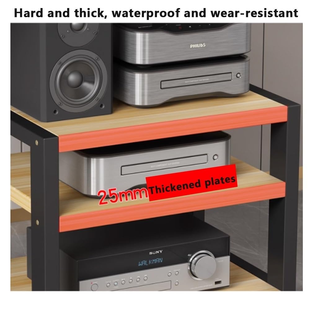 AV-MA - Supporto a 4 ripiani, in legno di noce, supporto per cuffie HiFi, amplificatore e lettore CD, soluzione di archiviazione compatta (L40 cm) per audiofili