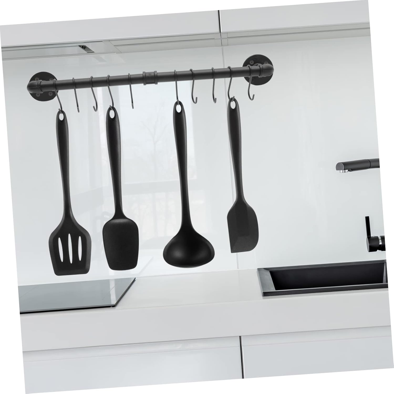 BESTOYARD 1set Wall Mounted Pot Rack with Hooks Sturdy Kitchen Organizer for Pots and Cookware Easy to Install Industrial Style Hanging Kitchen Storage
